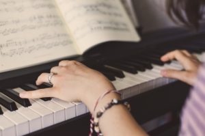 how chords supplemented equal temperament work - Woman Playing the Keyboard - What Exactly Does I7-vi7-V7, I-iii-IV-I, and IV-V-I-V Mean