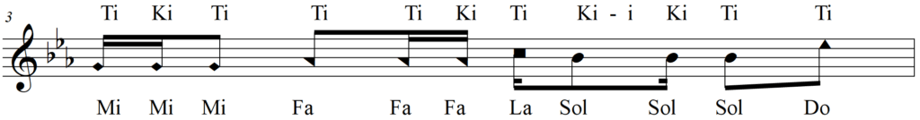 Singing Sixteenth Note Rhythmic Syllables - Buffalo Gals line 3