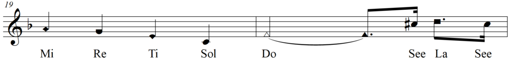 Singing Chromatic Solfege Using Shape Notes - Alexander's Ragtime Band line 10