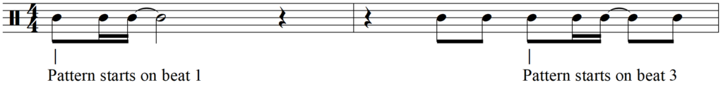 Writing Great Songs Using Rhythmic Motifs - Alternating Rhythmic Motif Pattern line 1