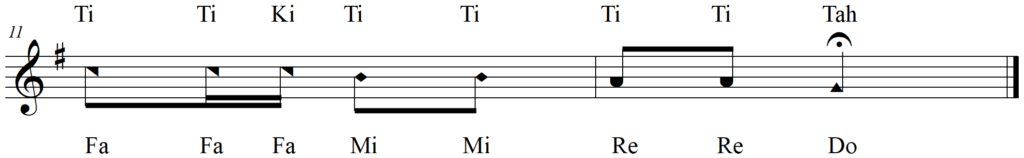 Singing Rhythm Syllables in 2-4 Time - ABCs alternate version line 6