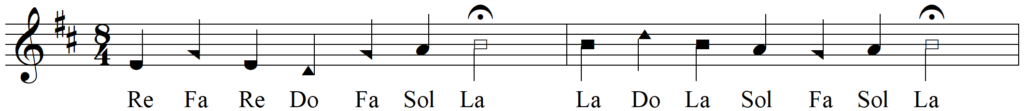 Singing Shape Note Solfege Dorian Melodies - Quem Nunc Virgo Peperit line 1
