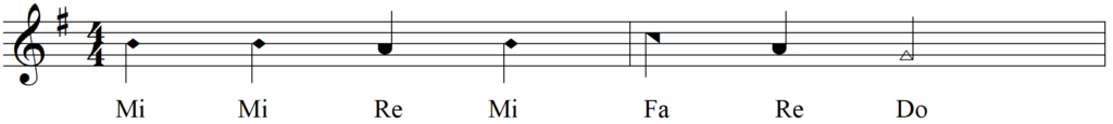 Singing Shape Note Solfege Phrygian Melodies - Ave Maris Stella Lucens Miseris line 1