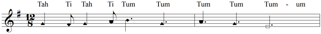Singing Rhythm Syllables in 12-8 Time - Quiz (line 1)