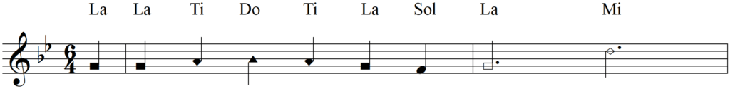 Singing Shape Note Solfege Aeolian Melodies - Congaudeat turba fidelium - line 1