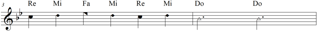 Singing Shape Note Solfege Aeolian Melodies - Congaudeat turba fidelium - line 2