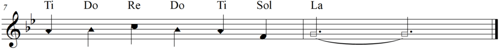 Singing Shape Note Solfege Aeolian Melodies - Congaudeat turba fidelium - line 4