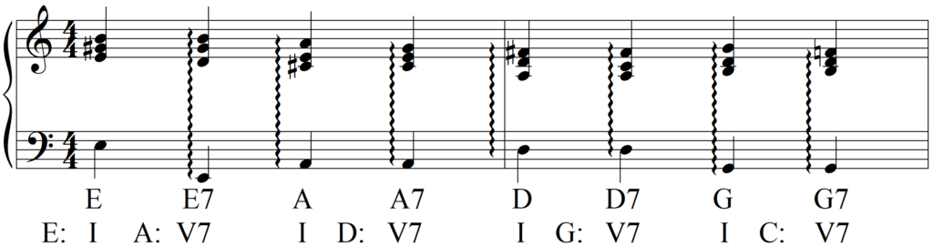 How to Unlock Music Key Changes with Modulation - V7 of V Chords line 1